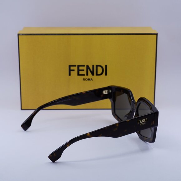Fendi FE40162F 52E Geometric Sunglasses - Dark Havana
